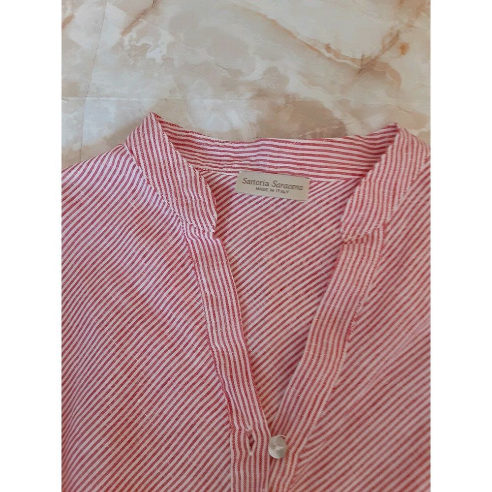 Sartoria Saracena Women's Red Stripe Blouse Medium - Picture 2 of 3